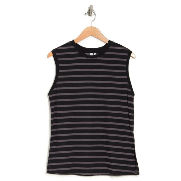 Z by ZELLA Shadow Striped Print Tank Top In Black - Large - Picture 2 of 3